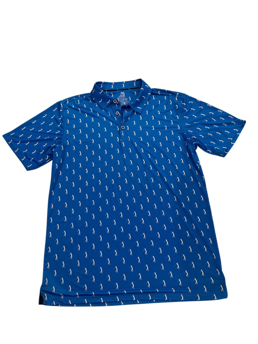 Men's Blue Golf-Print Polo Shirt